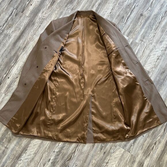 Façonnable Made in Italy Virgin Wool Brown Windowpane Overcoat Men’s Size 52R Eu - Picture 10 of 13